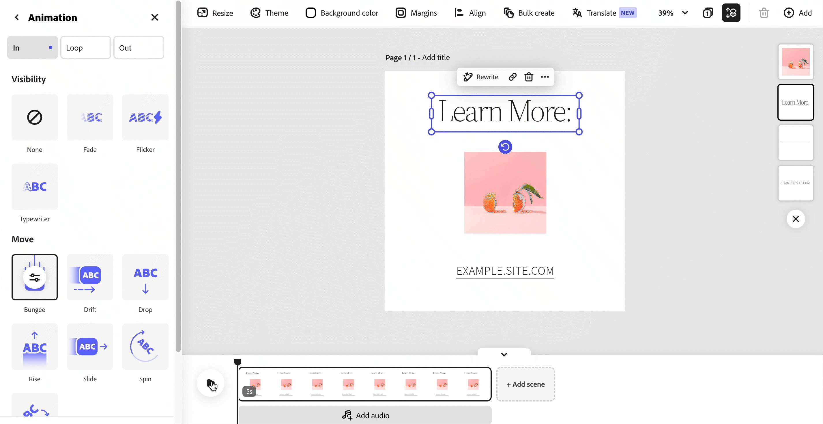 Adobe Express Text Animation